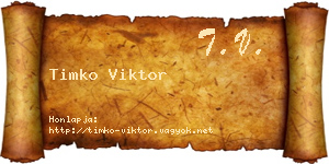 Timko Viktor névjegykártya